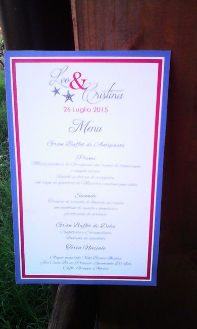 bozza menu stampato