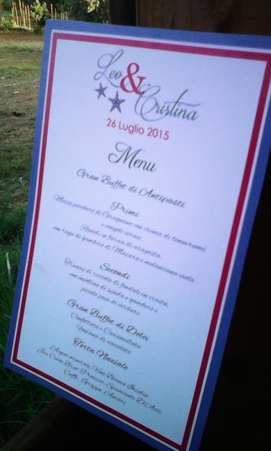 bozza menu stampato