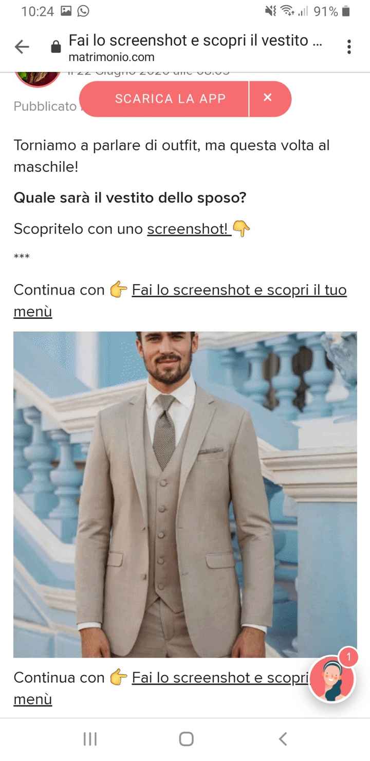 Fai lo screenshot e scopri il vestito dello sposo - 1