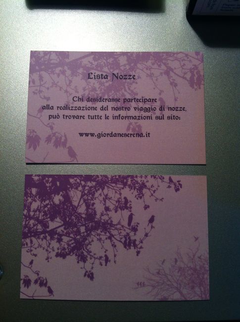 Bigliettino lista nozze