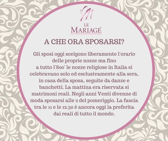 Orario matrimonio 