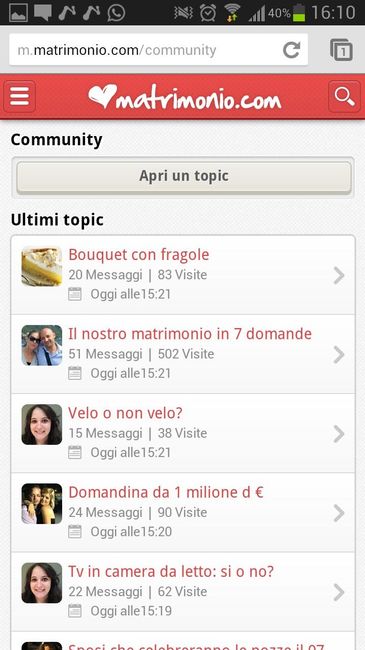 Matrimonio.com versione mobile