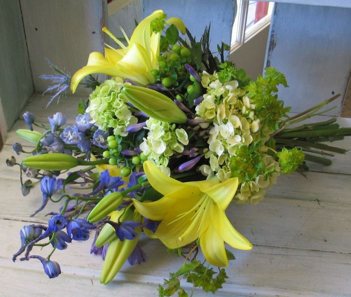 Bouquet sposa giallo blu