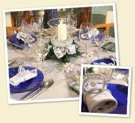 Centrotavola matrimonio argento blu