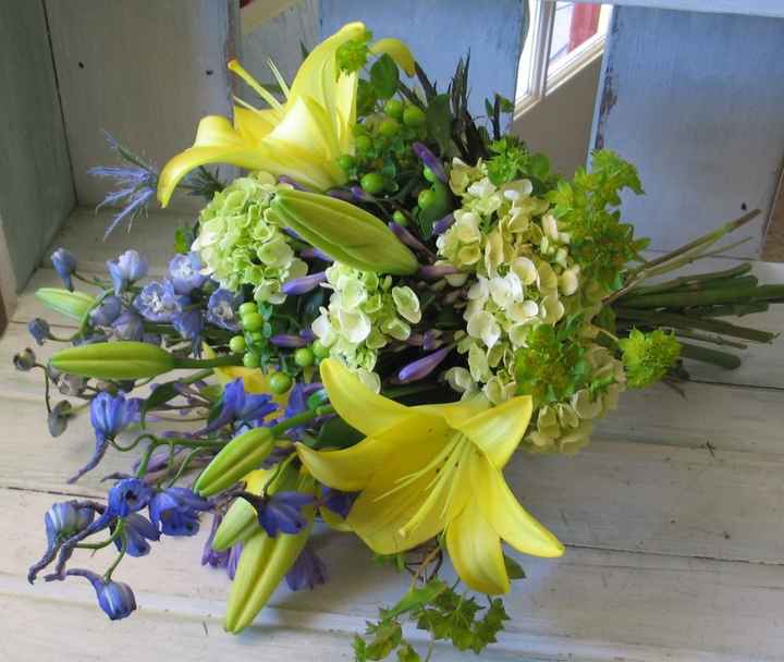Bouquet sposa giallo blu