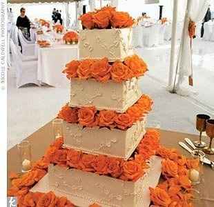 Torta nuziale bianco arancione