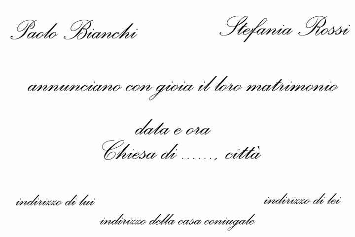 Annuncio sposi matrimonio