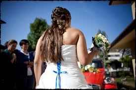 Vestito sposa bianco e blu
