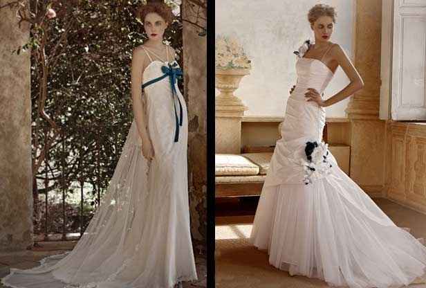 Vestito sposa bianco e blu
