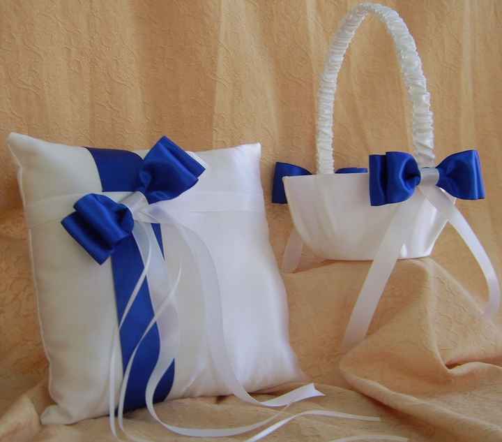 Cuscino portafedi matrimonio blu bianco