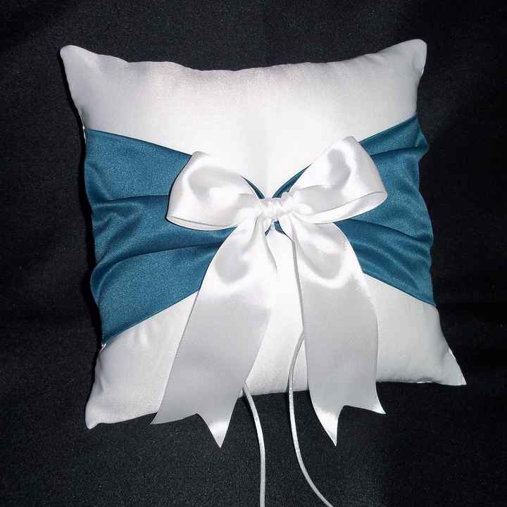 Cuscino portafedi matrimonio blu bianco