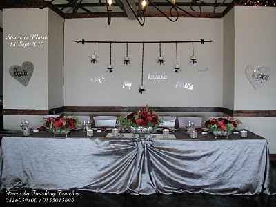 Tavolo matrimonio argento rosso