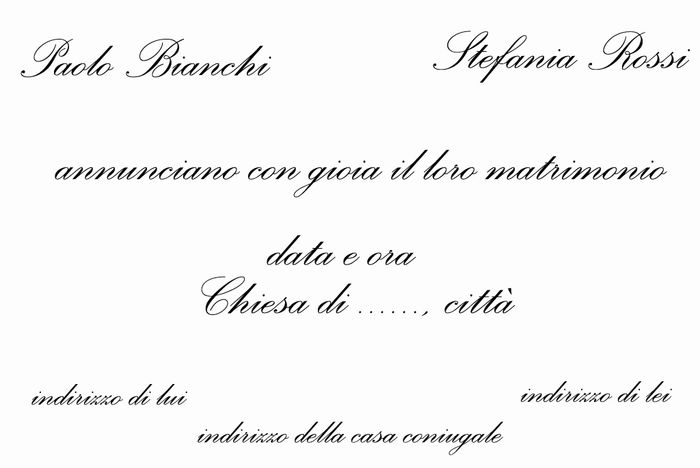 Testo partecipazione matrimonio