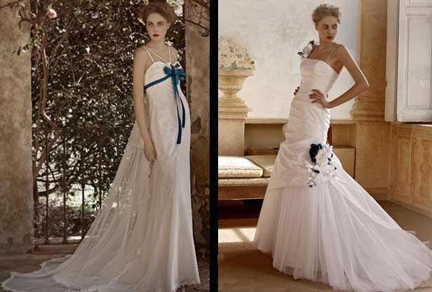 Vestito sposa bianco e blu