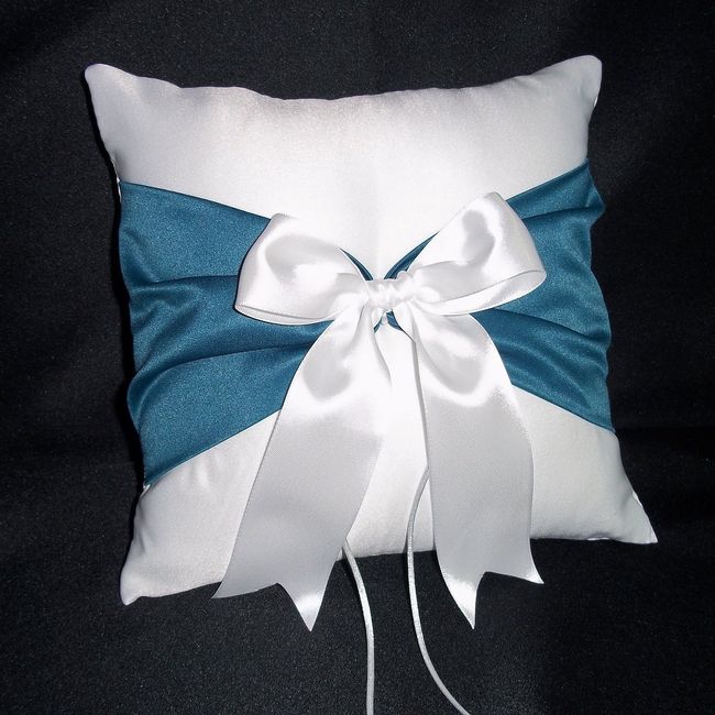 Cuscino portafedi matrimonio blu bianco
