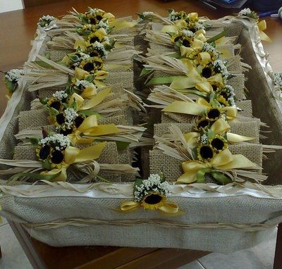Cesto bomboniere girasoli