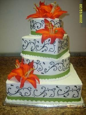 Torta nuziale bianca verde