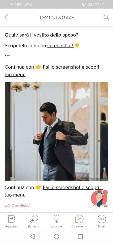 Fai lo screenshot e scopri il vestito dello sposo - 1