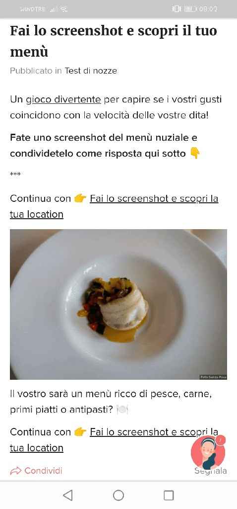 Fai lo screenshot e scopri il tuo menù - 1