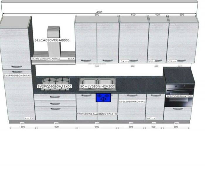 Cucina con un lavello 1