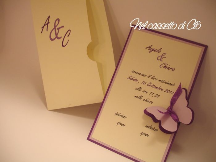 partecipazione avorio con farfalle