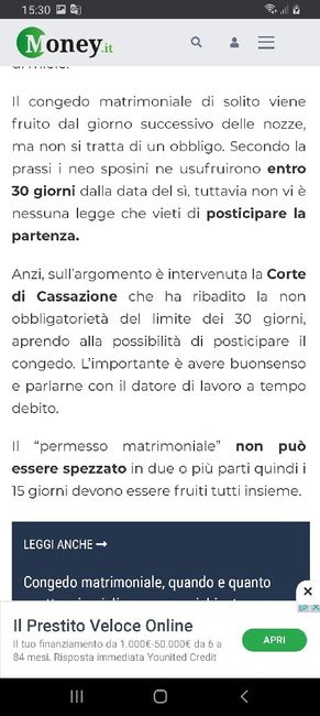 Congedo matrimoniale: si recupera o si perde? 2