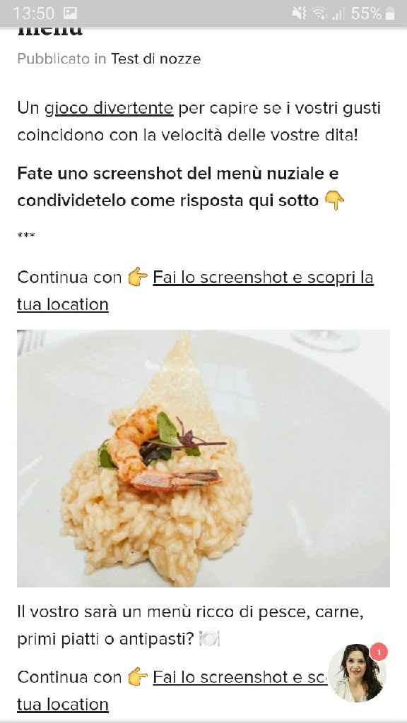 Fai lo screenshot e scopri il tuo menù - 1