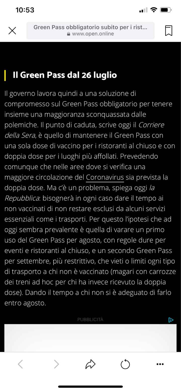 Green pass e organizzazione - 1