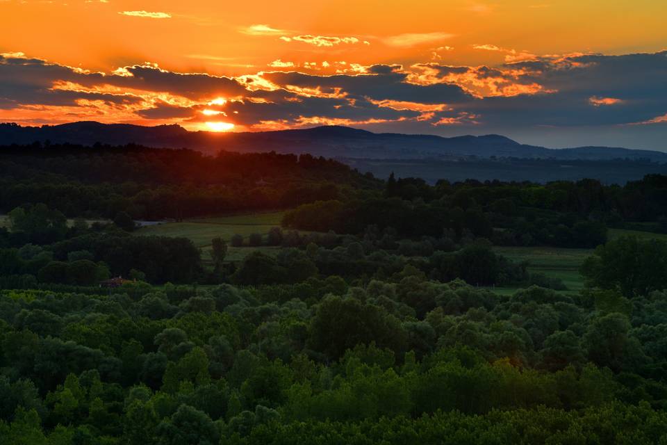 Vista tramonto dalla proprietà