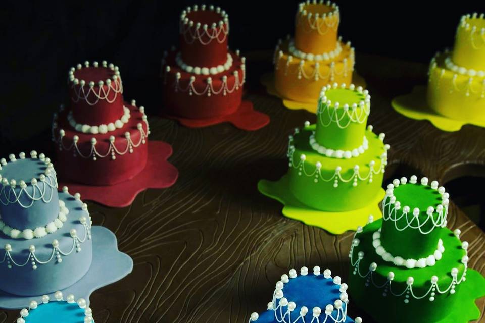 Rainbow mini cakes