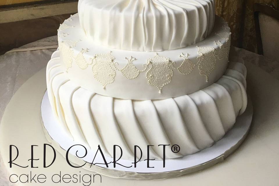 White Peonies Wedding Cake