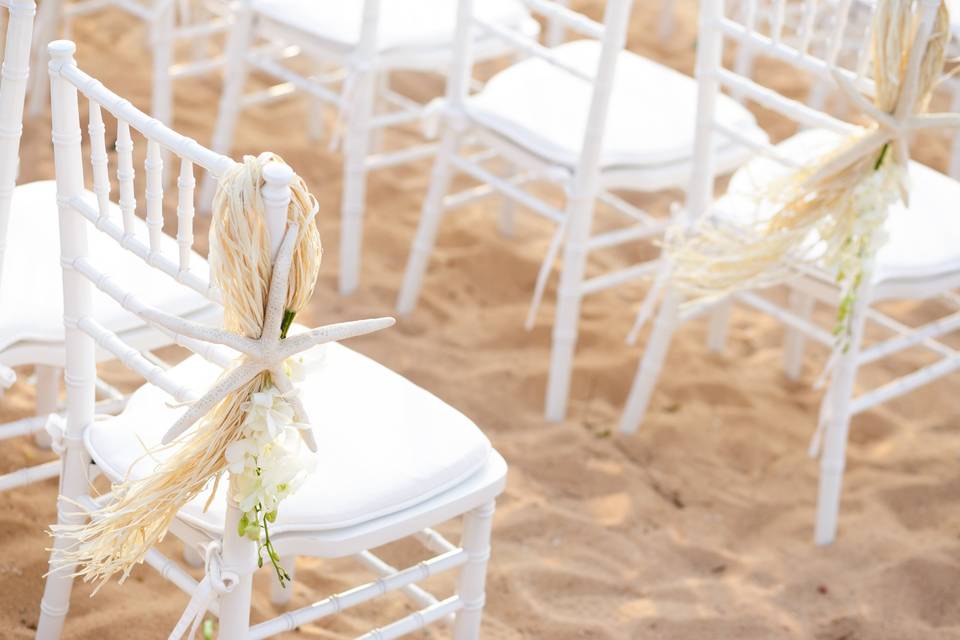 Beach wedding chair detail