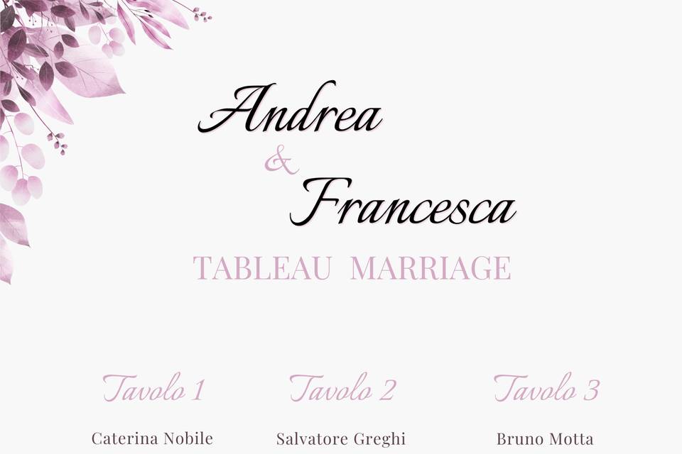 Tableau mariage