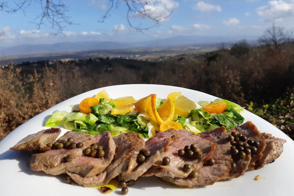 Tagliata al pepe verde