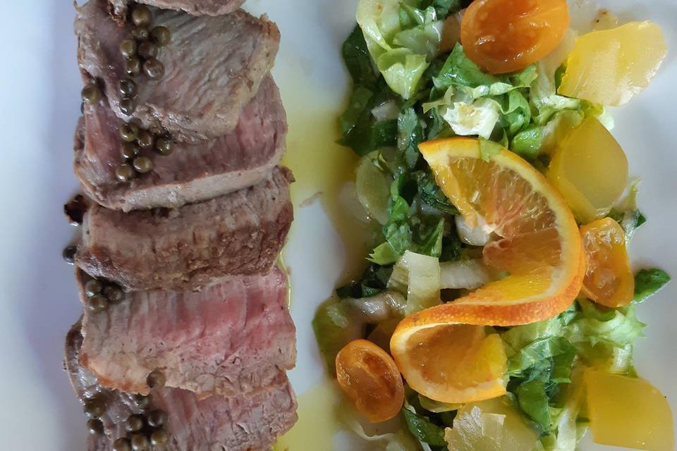 Tagliata al pepe verde