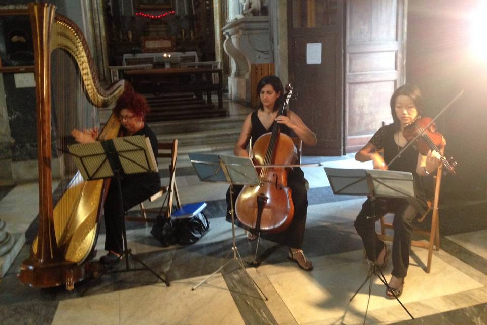 Arpa, violino e cello