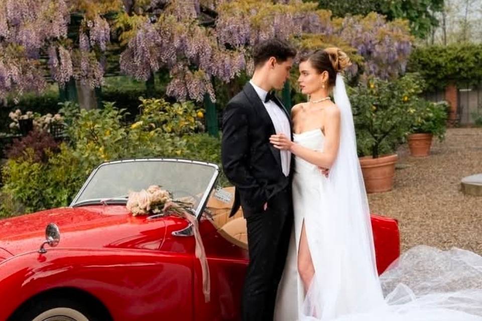 Vintage Wedding car shot