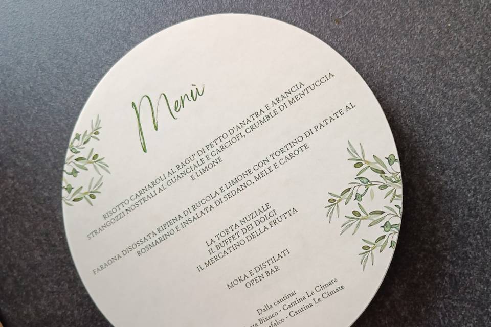 Menù in carta pergamena