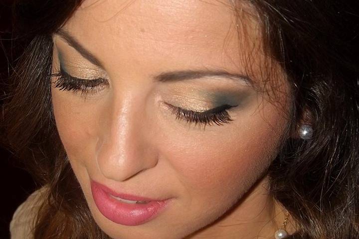 Trucco cerimonia oro e verde