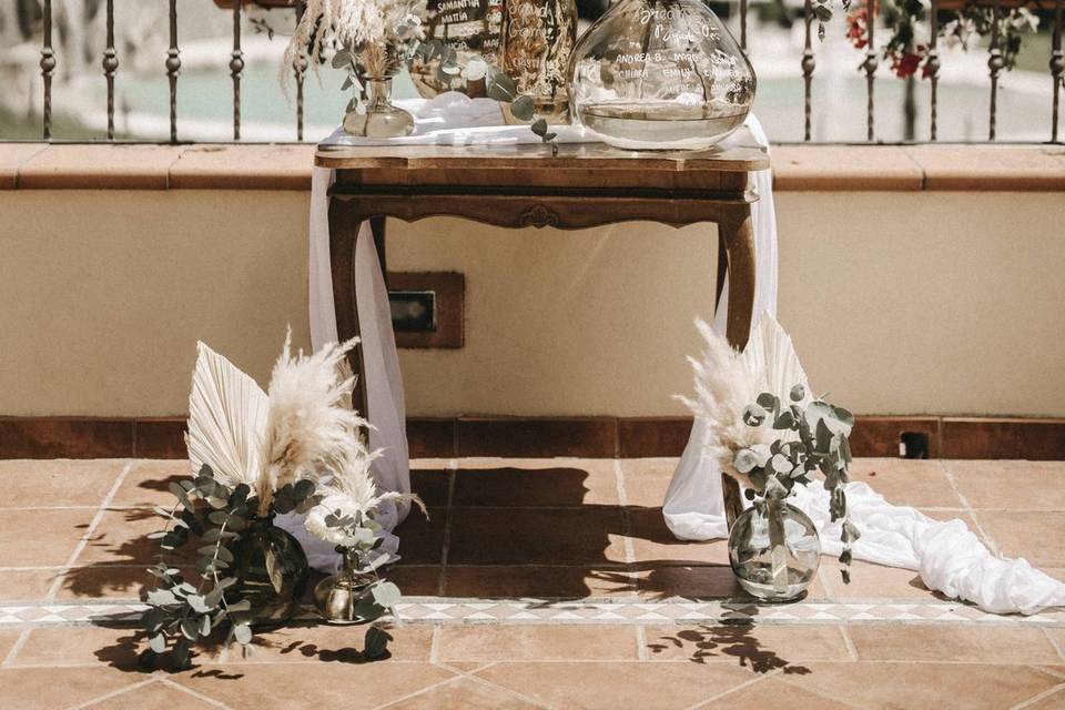 Boho chic tableau pampas