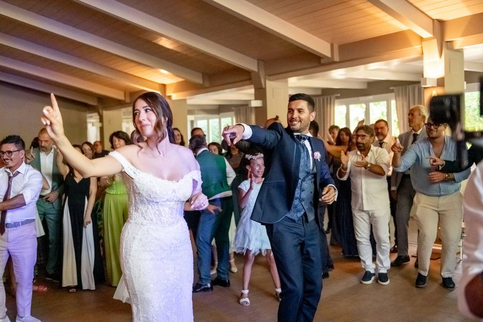 Festa nuziale sulla pista