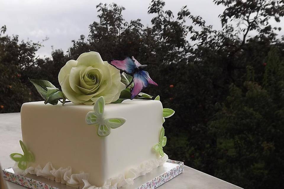 Rose and butterfly cake