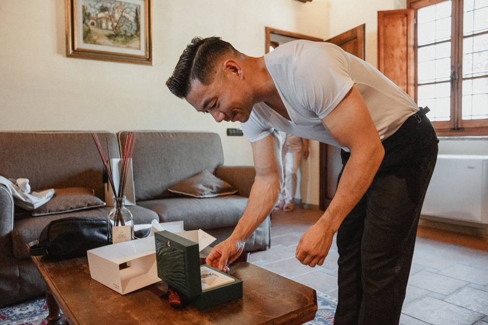 Groom Getting Ready