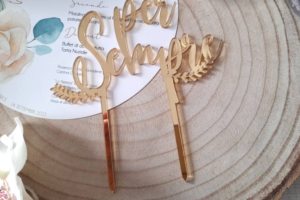 Cake topper in plex oro