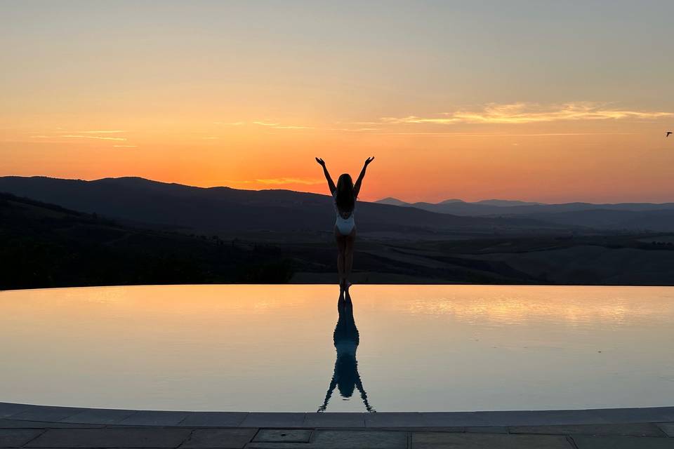 Sunset by the pool