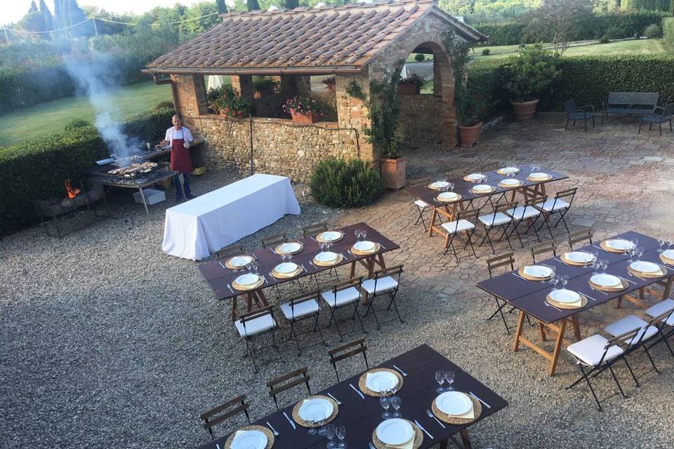 BBq dinner in the courtyard