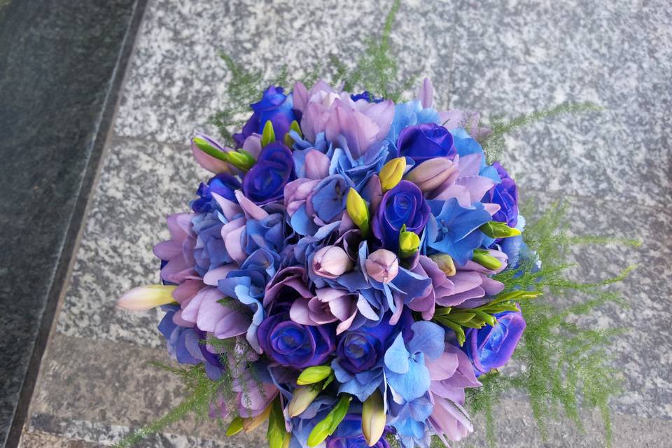 Bouquet blu e lilla