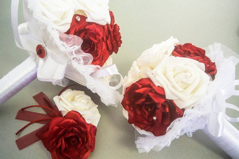 Bouquet Rose Rosso Bianco