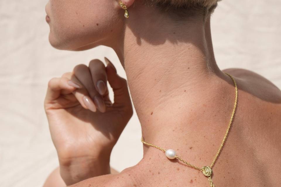 Collana rosa oro con perla