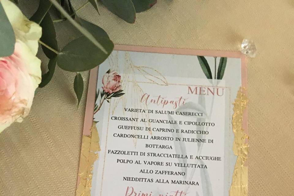 Menu foglia oro